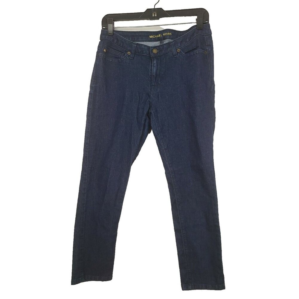 Michael Kors Womens Skinny Jeans Size 6 Blue Denim Cropped Mid Rise Straight Leg